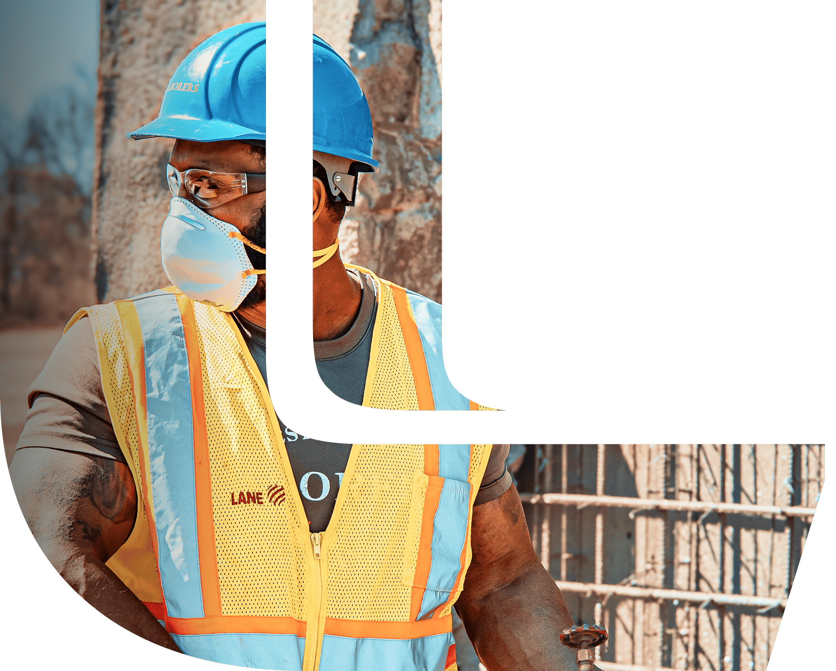 Liuna Trainee wearing Hardhat and Mask